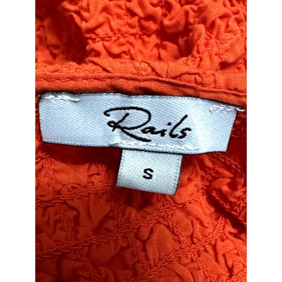 Rails Julie Mini Dress Square Neck Bodycon Crinkled Cherry Orange Women's S NWOT - Picture 8 of 9